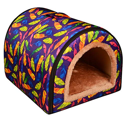 SimidunEUR 2 In 1 Katzenhaus Katzenhöhle für Katzen Katzenhöhle Faltbar Hautier Haus mit Abnehmbarem Matratze Weich und Warm für Hund Katze Hündchen Kaninchen，Farbe 2,L (58 * 43 * 40CM) von SimidunEUR