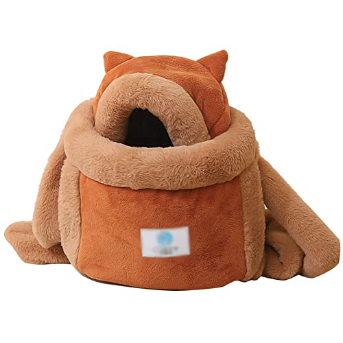 SimidunEUR Katze Rucksack, Haustier Tragbar Reisetasche Verstellbar, Fleece-Innenseite, sehr warm und bequem im Winter,Kaffee,33 * 25 * 27 cm von SimidunEUR