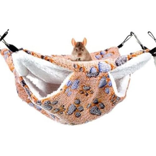 SimidunEUR Plüschbett Kleintiere Hängematte Doppelschicht Haustier Hängebett Weiche Warme Nagetier Hängematte Hängende Kleintierbetten für Hamster Frettchen Papagei Käfig Zubehör,Kaffee 2,30 * 30 cm von SimidunEUR