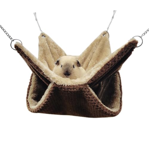 SimidunEUR Plüschbett Rattenhängematte, doppellagig, Fleece, Meerschweinchen-Hängematte, Haus, warm, weich, Rattenhängematten für Käfig,Kaffee,34 * 34 cm von SimidunEUR