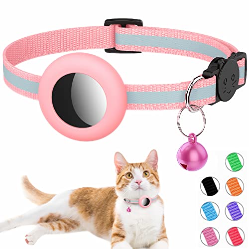 Airtag Katzenhalsband, Integriertes Katzenhalsband Airtag mit AirTag Halter und Glocke,Reflektierendes Katzenhalsband mit abbrechbarer Sicherheitsschnalle für Kätzchen Welpen von Simket