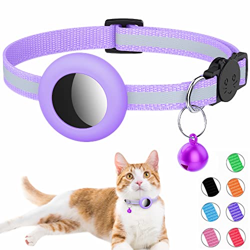 Airtag Katzenhalsband, Reflektierendes Airtag Katzenhalsband mit Glocke und Airtag Halter Kompatibel mit Apple Airtag, Schön Katzenhalsband mit abbrechbarer Sicherheitsschnalle für Kätzchen Welpen von Simket