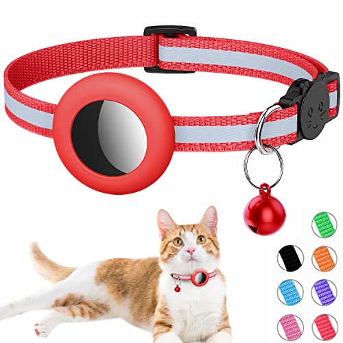 Airtag Katzenhalsband, Reflektierendes Airtag Katzenhalsband mit Glocke und Airtag Halter Kompatibel mit Apple Airtag, Schön Katzenhalsband mit abbrechbarer Sicherheitsschnalle für Kätzchen Welpen von Simket