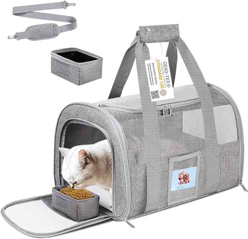 Simpelg Transporttasche für kleine und mittelgroße Katzen unter 6,8 kg, zusammenklappbar, weiche Seiten, für kleine und mittelgroße Katzen, Grau von Simpelg
