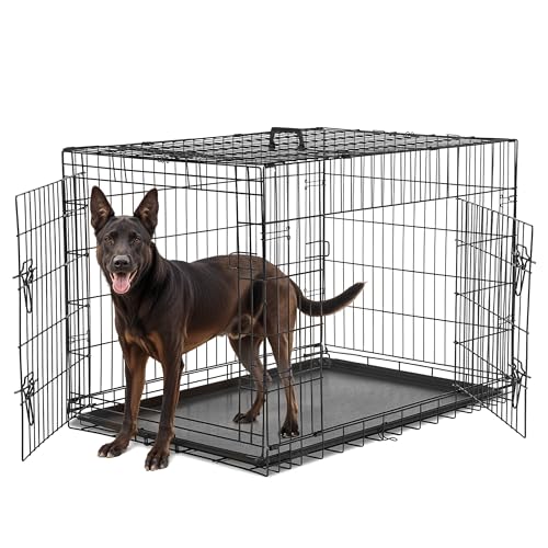 Simple Deluxe Mittelgroße Hundebox mit Trennwand, Doppeltür, zusammenklappbarer Metalldrahtkäfig mit auslaufsicherer Kunststoffschale, tragbarer Haustierhütte für drinnen, draußen, Reisen, 91,4 cm Simple Deluxe Mittelgroße Hundebox mit Trennwand, Doppeltür, zusammenklappbarer Metalldrahtkäfig mit auslaufsicherer Kunststoffschale, tragbarer Haustierhütte für drinnen, draußen, Reisen, 91,4 cm von Simple Deluxe