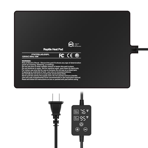 Simple Deluxe Reptilien-Heizkissen mit verstellbarem Thermostat für Terrarien, 20,3 x 30,5 cm, 16 W, für Schildkröten, Eidechsen, Frösche und andere Reptilien von Simple Deluxe