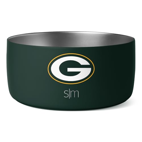 Simple Modern Green Bay Packers NFL Green Bay Packers Edelstahl-Wassernapf für Hunde und Katzen, isolierte Futternäpfe, kein Kippen, rutschfest, Bentley-Kollektion, groß (8 Tassen), Green Bay Packers von Simple Modern