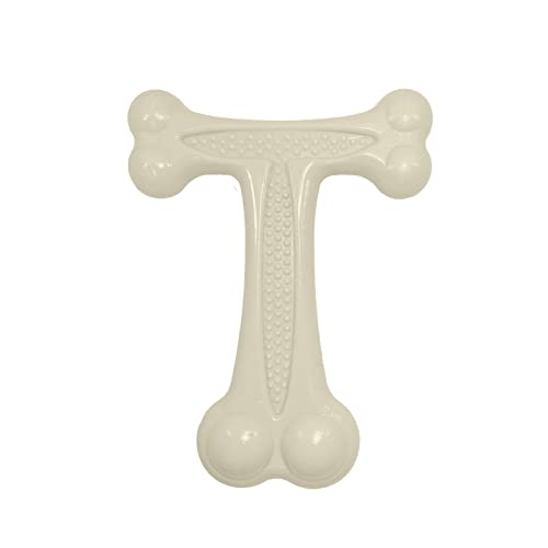 SimpleDog Doggie Dooley T-Bone Robustes Kauspielzeug für aggressive Kauer, Nylon, Größe L, Weiß von SimpleDog