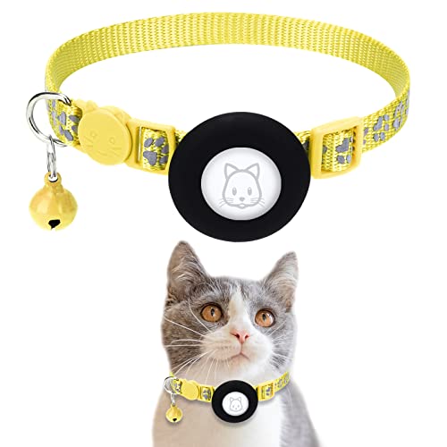 Airtag Katzenhalsband, Apple Air Tag Katzenhalsband mit Sicherheitsschnalle und Glocke, Welpen, Kätzchen (gelb) von SimpleThings
