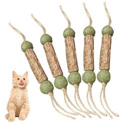 6 Stück Katzenminze Sticks, Matatabi Katzensticks mit Katzenminze Ball, Katzenminze Spielzeug, Natürlich Interaktives Katzenspielzeug Zum Schleifen von Zähnen für ​Katze Zu Spielen, Beißen, Kauen von Simsky