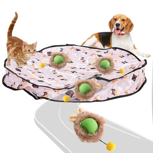 Simsky Interaktive Katzen-Spielmatte mit Ball, Aufladbar, Elektrisches Katzenspielzeug (Blau) von Simsky