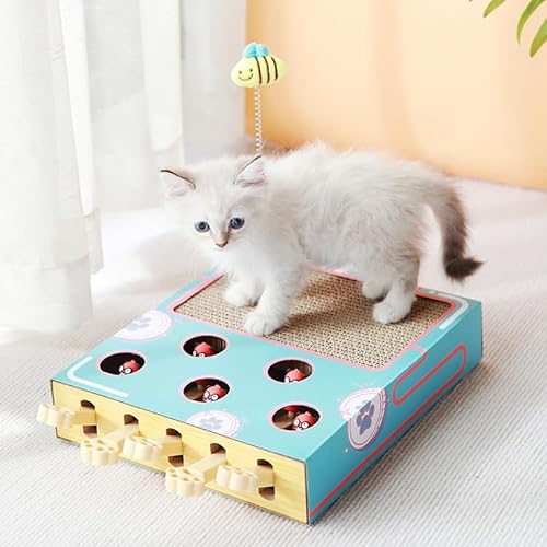 Simsky Interaktives Katzen-Holzspielzeug, Maulwurf-Maus Puzzle Box mit 5 Löchern, Jagdspiel für Indoor-Training Simsky Interaktives Katzen-Holzspielzeug, Maulwurf-Maus Puzzle Box mit 5 Löchern, Jagdspiel für Indoor-Training von Simsky
