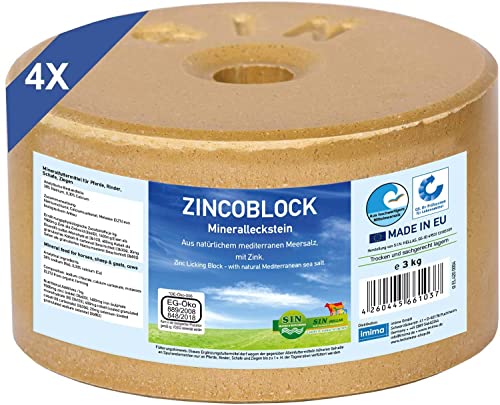 imima ZINCOBLOCK Set 4x3 kg - Mineralleckstein Pferd mit Zink, Eisen, Kobalt und Selen - Pferde Lecksteine mit Mittelmeer Salz - Ergänzungfutter Mineralfutter Lecksteine Salzlecksteine von imima