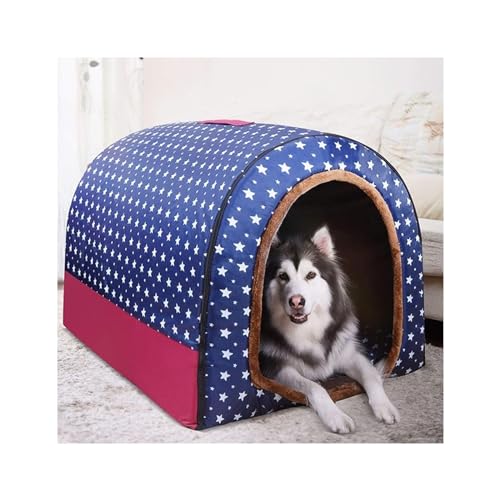 Hundehütte Indoor Großes Jumbo-Hundebett mit Dach, mittelgroßes Hundehaus, orthopädisches Kissen, gemütlich, bequem, beruhigend, Korbgeflecht, warm, beheizt, XXL, Zwinger, waschbarer Schlafkorb, von SinSed