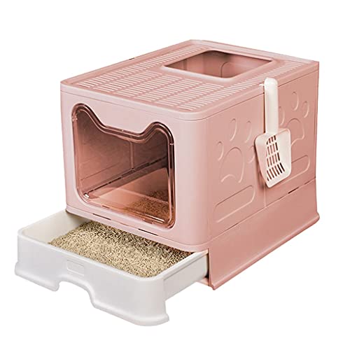SinSed Foldable Anti-Splash Cat Litter Basin: Convenient Pet Toilet with Scoop (Pink, 51 x 41 x 38cm) von SinSed