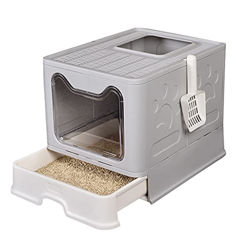 SinSed Foldable Gray Cats Litter Basin: Convenient Anti-Splashing Pet Toilet with Scoop - Size: 51 * 41 * 38cm von SinSed