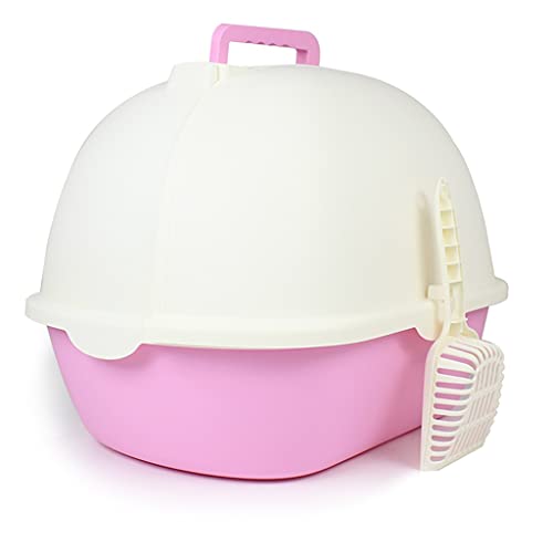 SinSed Fully Enclosed Pink Portable Cat Litter Box with Flip-Back Design: Ensures Environmental Friendliness, Deodorization, and Minimal Spatter. Includes a Washroom and Pet Bowl Sand. von SinSed