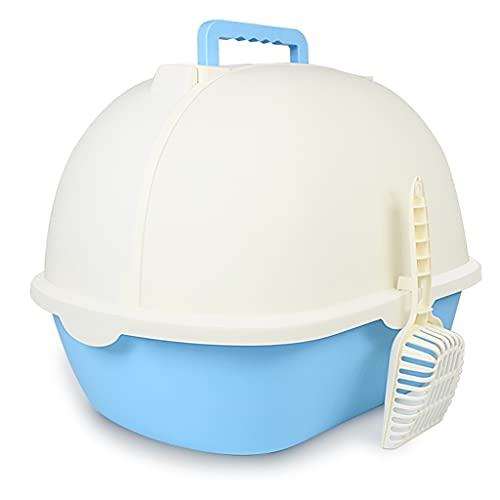 SinSed Fully Enclosed Portable Cats Litter Box: Blue Color, Back Flip Design, Environmental Friendly, Spatter and Odor Control, Includes Pet Bowl Sand von SinSed