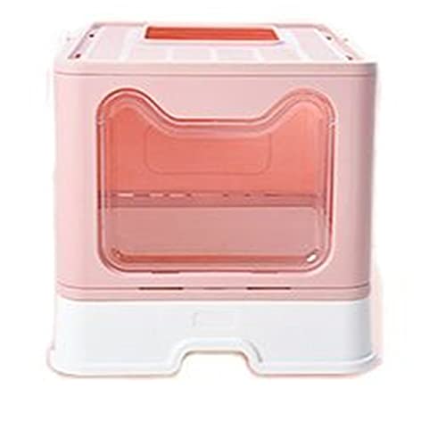 SinSed Große Faltbare Katzentoilette – Design mit Zugang von Oben, spritzwassergeschützt, vollständig geschlossen, rosa Farbe von SinSed