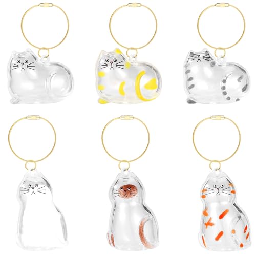 Sinbana 6stk Schlüsselanhänger-Flasche mit Katzenhaarhalter, 6 Stile Schlüsselanhänger mit Tierfell-Andenken Pelz-Ever-Loved-Gedenkanhänger für Tierhaare für Katzenliebhaber Sammelgeschenk von Sinbana