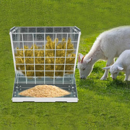 Sindipanda Heuraufe für Schafe und Ziegen, mit Häkchen und Futterspargitter, Große 2 in 1 Heu & Getreide Feeder Futtersparraufe, Schrägwinkel Gestalteter, 57 x 33 x 60 cm, Silber Sindipanda Heuraufe für Schafe und Ziegen, mit Häkchen und Futterspargitter, Große 2 in 1 Heu & Getreide Feeder Futtersparraufe, Schrägwinkel Gestalteter, 57 x 33 x 60 cm, Silber von Sindipanda