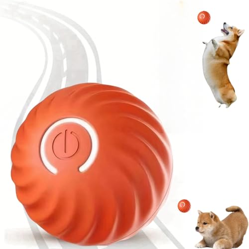 Ball für Katzen und Hunde, vibrierender Do/G-Ball, selbstrollender Ba/ll, interaktives Hundespielzeug, bewegliches Haustier-Plüschspielzeug, langlebig, automatisches Rollen, Orange von SingHao
