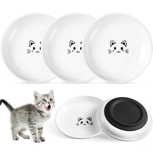 Singhoow Futternapf für Katzen, Keramik, mit rutschfester Silikonunterseite, niedliches Katzenmuster, flach, gegen Schnurrhaar, Müdigkeit, Katzenteller für Futter und Wasser, für Kätzchen, kleine Singhoow Futternapf für Katzen, Keramik, mit rutschfester Silikonunterseite, niedliches Katzenmuster, flach, gegen Schnurrhaar, Müdigkeit, Katzenteller für Futter und Wasser, für Kätzchen, kleine von Singhoow