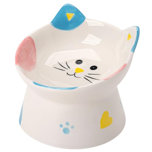 Keramik-Futterspender für Katzen, erhöhte Futternäpfe für Katzen mit Ständer geneigt, Nackenschutz für Haustiere, 15° geneigter erhöhter Futterspender, Rückflussverhinderung Hund Wassernapf (Weiß Blau Keramik-Futterspender für Katzen, erhöhte Futternäpfe für Katzen mit Ständer geneigt, Nackenschutz für Haustiere, 15° geneigter erhöhter Futterspender, Rückflussverhinderung Hund Wassernapf (Weiß Blau von Siocok