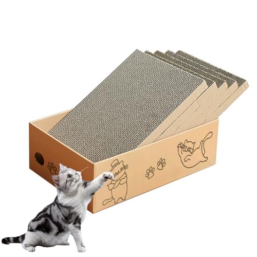 Kratzbrett mit 5 Schichten, Katzenkratzbrett mit Box, Kratzbrett, größere, langlebige und wendbare Kartonunterlage zum Ausruhen und Spielen Kratzbrett mit 5 Schichten, Katzenkratzbrett mit Box, Kratzbrett, größere, langlebige und wendbare Kartonunterlage zum Ausruhen und Spielen von Siocok