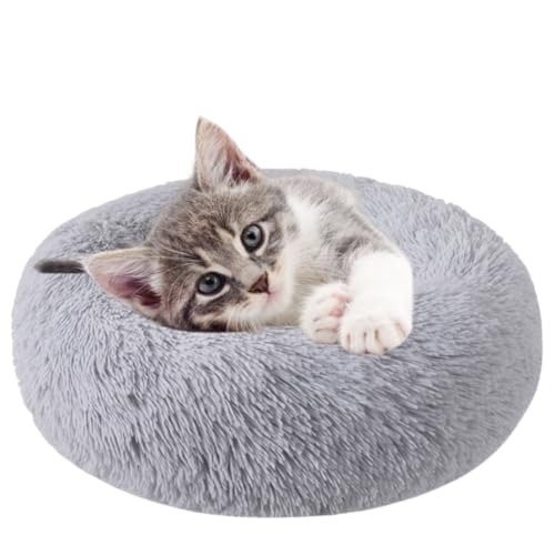 Siocok Donut-Katzenbett aus Plüsch, für mittelgroße und kleine Hunde und Katzen, 50,8 cm, rund, weich, flauschig, Plüsch, rundes Bett, mit rutschfester Unterseite, waschbares warmes Bett (Hellgrau) Siocok Donut-Katzenbett aus Plüsch, für mittelgroße und kleine Hunde und Katzen, 50,8 cm, rund, weich, flauschig, Plüsch, rundes Bett, mit rutschfester Unterseite, waschbares warmes Bett (Hellgrau) von Siocok