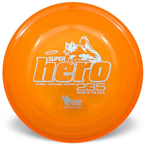 Hero Disc USA Superhero 235 K9 Candy Kunststoff-Hundescheibe, Outdoor-Hundespielzeug und Haustierscheibe, pannensichere Hundefliegescheibe (Orange) von Sioditin