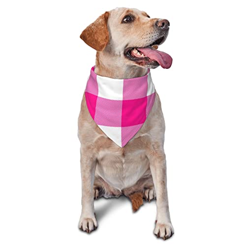 Sipeigyd Dreieckstuch für Haustiere, Hot Pink und Weiß kariert, Haustier-Kleidungszubehör, karierter Haustier-Schal, für kleine bis große Hunde und Katzen von Sipeigyd