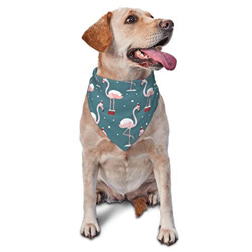 Sipeigyd Eleganter Flamingo mit Weihnachtsmütze, waschbar, dreieckig, verstellbar, für Welpen, Bandana, Lätzchen, Taschentuch für Mädchen oder Jungen, für mittelgroße und große Hunde und Katzen, 1 von Sipeigyd