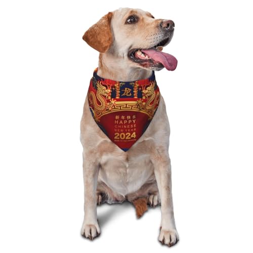 Sipeigyd Jahr des Drachen 2024 Happy Chinese New Year Dog Scarf Pet Bandanas Reversible Scarves Halstuch Dreieck-Lätzchen Kostüm Dekoration Zubehör für Hunde Katzen Sipeigyd Jahr des Drachen 2024 Happy Chinese New Year Dog Scarf Pet Bandanas Reversible Scarves Halstuch Dreieck-Lätzchen Kostüm Dekoration Zubehör für Hunde Katzen von Sipeigyd