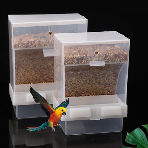 Sipiris Automatischer Futterspender für Vögel 2PCS Futterspender Vögel Futterautomat Vogelkäfig Automatischer Futterspender Vogel für Wellensittiche Kanarienvögel Lebensmittelbehälter (450g＋450g) von Sipiris