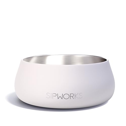 Sipworks Hundenapf – Beschwerter Edelstahl-Hundenapf mit rutschfestem Boden – tragbare Metall-Futter- und Wassernäpfe für Hunde – Haustiernäpfe für alle Rassen Größen für Reisen & Spielen im Freien von Sipworks
