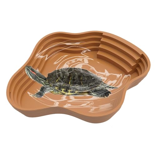 Reptilienwasserschale, Reptilienwasserschale | Turtle Feeding Plate | Schildkröte Badebad Pool Turtle Water Bowl Einweichenplatte mit Leiter für Reptilienlebensraumzubehör von Sirseon