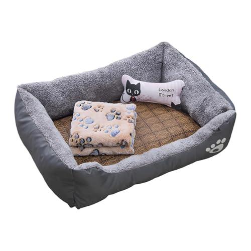 Sirseon Hundebett für kleine Hunde, beruhigendes Hundebett - Kleines Hundebett, Katzenbett mit Decke | Luxuriöses Welpen-Haustierbett mit Kühlmatte, Decke und Spielzeugknochen zum Schlafen Sirseon Hundebett für kleine Hunde, beruhigendes Hundebett - Kleines Hundebett, Katzenbett mit Decke | Luxuriöses Welpen-Haustierbett mit Kühlmatte, Decke und Spielzeugknochen zum Schlafen von Sirseon