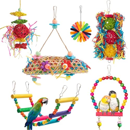 Sirvarni Vogelspielzeug für Sittiche, Schaukeln, Hängematte, Leiter, hängende Papageien, Spielzeug, Futtersuche, geschreddertes Papier, Vogelkäfig-Zubehör, Sitzstangen für Nymphensittiche, Sittiche, Sirvarni Vogelspielzeug für Sittiche, Schaukeln, Hängematte, Leiter, hängende Papageien, Spielzeug, Futtersuche, geschreddertes Papier, Vogelkäfig-Zubehör, Sitzstangen für Nymphensittiche, Sittiche, von Sirvarni
