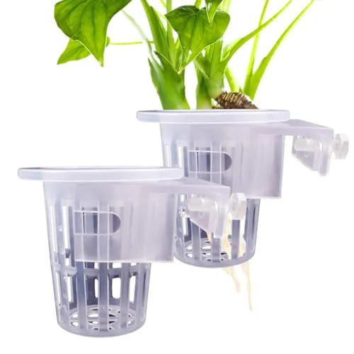 Sirxlevcy 2 Stück Transparente Hängende Aquarium-Pflanzenhalter, Verstellbare Pflanzbecher für Aquarien, Pflanzbecher, Aquascapes-Zubehör von Sirxlevcy