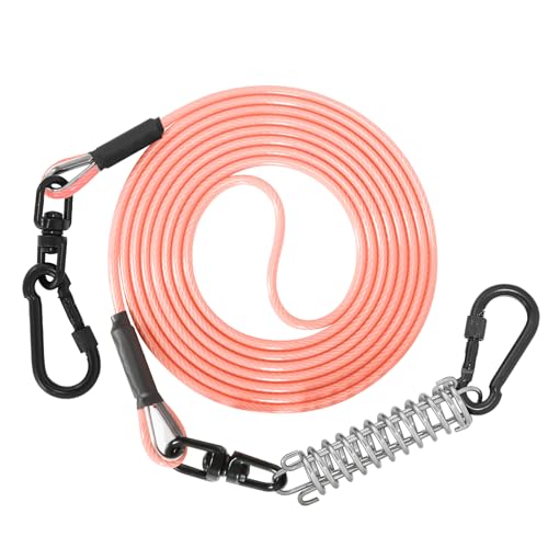 Sisifish Haustier-Auslaufkabel für Hunde, Hunde-Läuferkabel mit Drehhaken und Stoßfeder, Hundeleine für Hof, Outdoor und Camping, Rosa, 5 mm x 30 m Sisifish Haustier-Auslaufkabel für Hunde, Hunde-Läuferkabel mit Drehhaken und Stoßfeder, Hundeleine für Hof, Outdoor und Camping, Rosa, 5 mm x 30 m von Sisifish