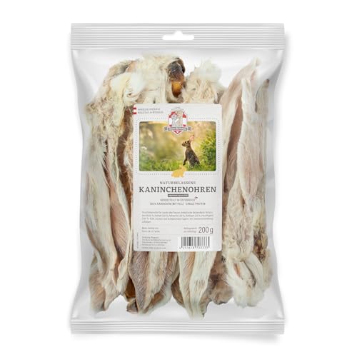 SISSI & FRANZ Kaninchenohren mit Fell, 200 g, leicht verdaulicher und aromatischer Kausnack für alle Hunde, auch für Allergiker geeignet von Sissi & Franz