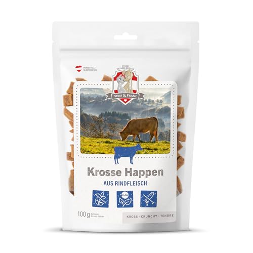 SISSI & FRANZ Krosse Happen aus Rind, 100g, rein natürliche Leckerli aus 100% Rindfleisch, getreidefrei, Perfekter Hunde-Snack bei Einer Trainingseinheit SISSI & FRANZ Krosse Happen aus Rind, 100g, rein natürliche Leckerli aus 100% Rindfleisch, getreidefrei, Perfekter Hunde-Snack bei Einer Trainingseinheit von Sissi & Franz