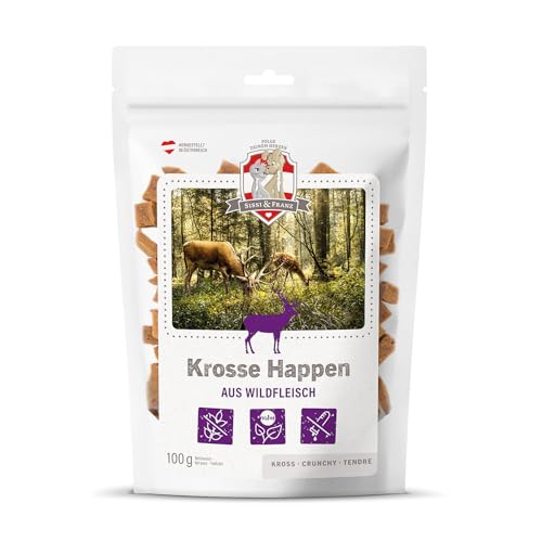SISSI & FRANZ Krosse Happen aus Wild, 100g, rein natürliche und fettarme Leckerli aus 100% Wildfleisch, getreidefrei, Perfekter Hunde-Snack bei Einer Trainingseinheit SISSI & FRANZ Krosse Happen aus Wild, 100g, rein natürliche und fettarme Leckerli aus 100% Wildfleisch, getreidefrei, Perfekter Hunde-Snack bei Einer Trainingseinheit von Sissi & Franz