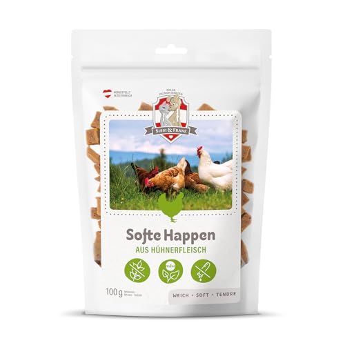 SISSI & FRANZ Softe Happen aus Huhn, 100 g, weiche Leckerlis mit purem Geschmack nach deftigem Hühnerfleisch, getreidefrei, Perfekter Hunde-Snack bei Einer Trainingseinheit SISSI & FRANZ Softe Happen aus Huhn, 100 g, weiche Leckerlis mit purem Geschmack nach deftigem Hühnerfleisch, getreidefrei, Perfekter Hunde-Snack bei Einer Trainingseinheit von Sissi & Franz