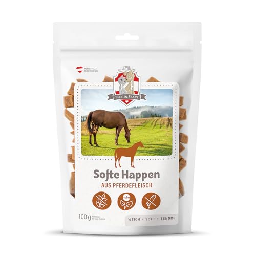 SISSI & FRANZ Softe Happen aus Pferd, 100 g, weiche Leckerlis mit purem Geschmack nach Pferdefleisch, getreidefrei, Perfekter Hunde-Snack bei Einer Trainingseinheit SISSI & FRANZ Softe Happen aus Pferd, 100 g, weiche Leckerlis mit purem Geschmack nach Pferdefleisch, getreidefrei, Perfekter Hunde-Snack bei Einer Trainingseinheit von Sissi & Franz