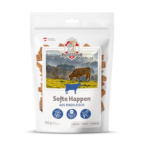 SISSI & FRANZ Softe Happen aus Rind, 100g, weiche Leckerlis mit purem Geschmack nach deftigem Rindfleisch, getreidefrei, Perfekter Hunde-Snack bei Einer Trainingseinheit SISSI & FRANZ Softe Happen aus Rind, 100g, weiche Leckerlis mit purem Geschmack nach deftigem Rindfleisch, getreidefrei, Perfekter Hunde-Snack bei Einer Trainingseinheit von Sissi & Franz