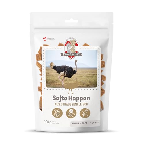 SISSI & FRANZ Softe Happen aus Strauß, 100g, weiche Leckerlis mit purem Geschmack nach exklusivem Straußenfleisch, getreidefrei, Perfekter Hunde-Snack bei Einer Trainingseinheit SISSI & FRANZ Softe Happen aus Strauß, 100g, weiche Leckerlis mit purem Geschmack nach exklusivem Straußenfleisch, getreidefrei, Perfekter Hunde-Snack bei Einer Trainingseinheit von Sissi & Franz