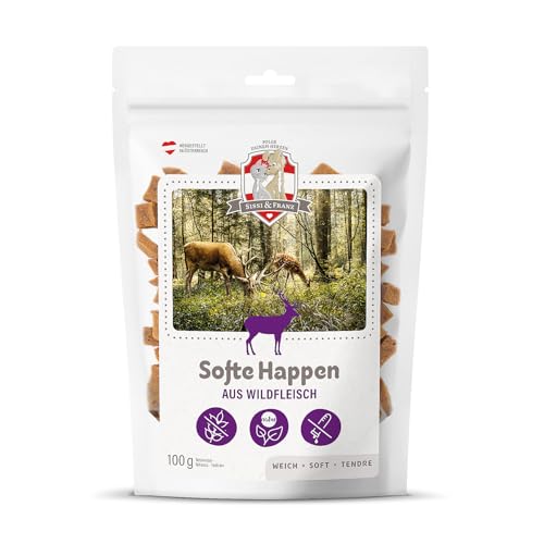 SISSI & FRANZ Softe Happen aus Wild, 100 g, weiche Leckerlis mit purem Geschmack nach edlem Wildfleisch, getreidefrei, Perfekter Hunde-Snack bei Einer Trainingseinheit SISSI & FRANZ Softe Happen aus Wild, 100 g, weiche Leckerlis mit purem Geschmack nach edlem Wildfleisch, getreidefrei, Perfekter Hunde-Snack bei Einer Trainingseinheit von Sissi & Franz