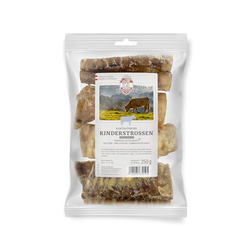 SISSI & FRANZ Rinderstrossen, 250 g, köstlicher Hundesnack für alle Hunde, mit lebenswichtigem Calcium und hohem Proteingehalt von Sissi & Franz